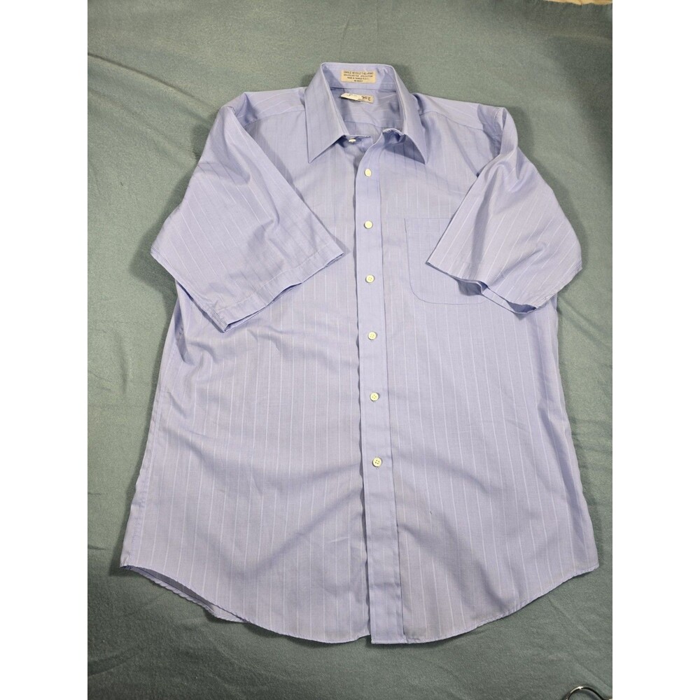 Windridge - Vintage Men's Button Down Striped Shirt, Light blue, 16